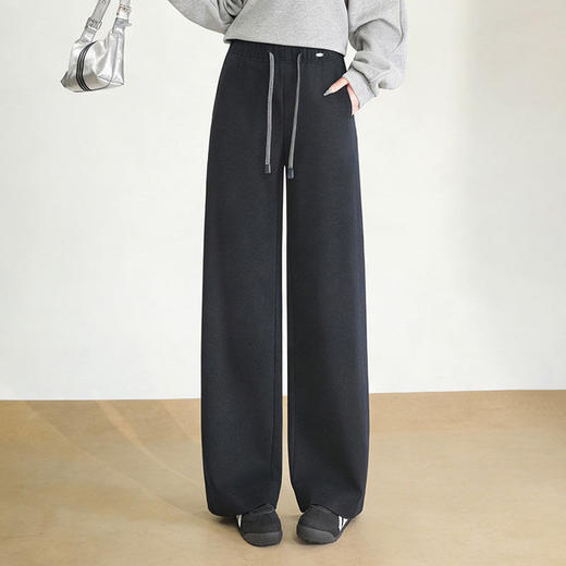 半身缘女裤 春季撞色抽绳显高宽松中直筒休闲裤261102U10320223 商品图0