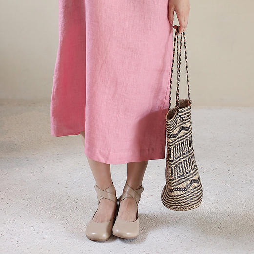 绽放G085朵/复古百搭牛皮圆头亮面防滑耐磨米色法式芭蕾小皮鞋女 商品图2