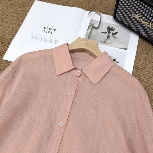 F0316102亚麻三文鱼粉衬衫早春新款高阶通勤衬衫上衣 商品图4