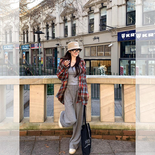 西遇学院风复古中长款格子衬衫女2026年春季新款宽松休闲防晒外套SS060223 商品图1