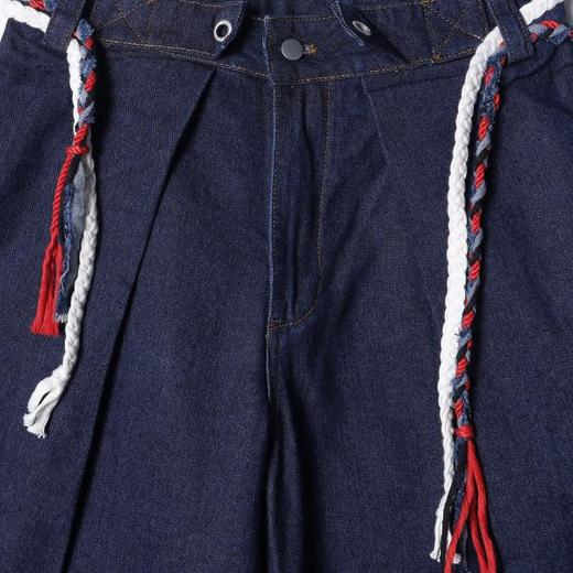 SDSA男装2026新款高贵轻奢美式编织抽绳阔腿牛仔裤复古街头风裤子 商品图1