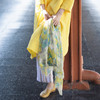 绽放/LSX026朵春花*纯亚麻春夏绿底印花搭配感围巾春日小清新女 商品缩略图2