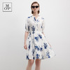 Marc O'Polo/MOP25夏新款天然时尚蓝白植物印花A字连衣裙女 商品缩略图0
