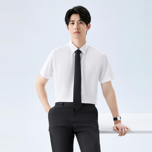 【提花衬衫】柒牌男装2026夏季新款微弹含莫代尔商务质感短袖衬衫 130A70420 商品图1