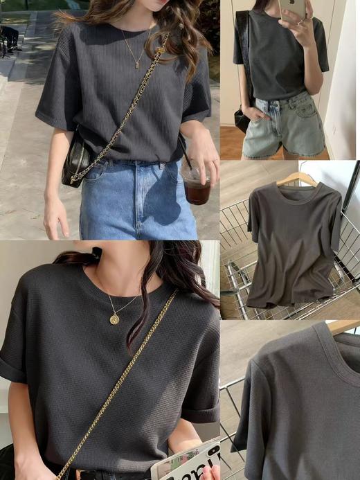 性价比敲高！基础款圆领华夫格短袖T恤！ 商品图0