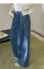F031690蓝色刺绣碎花水洗牛仔裤子女2026春新款垂感拖地阔腿长裤 商品缩略图9