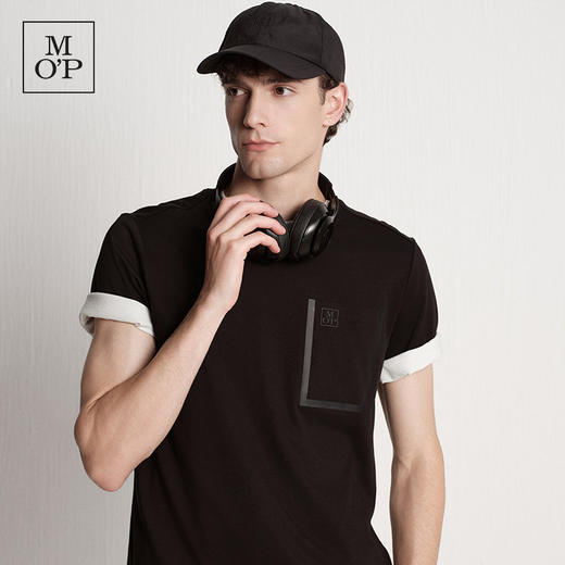 Marc O'Polo/MOP夏季新款休闲黑色气质口袋装饰纯棉宽松短袖T恤男 商品图3