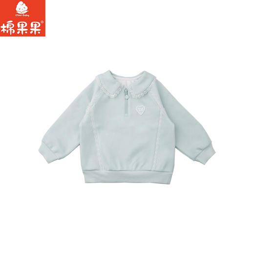棉果果春季新品女童针织复合蓝色翻领套头卫衣M122180226113 商品图2