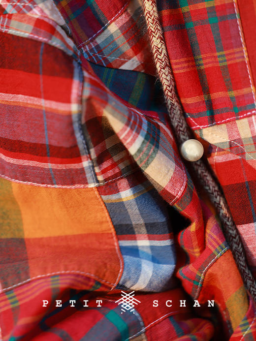 Petit Schan小闪 CLO#1074 Old friend 老相识  进口纯棉百家布格纹连帽外套 商品图4