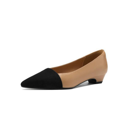 【预售7天】尖头低跟浅口单鞋拼接气质小香风通勤法式女鞋KENXY&A616 商品图4