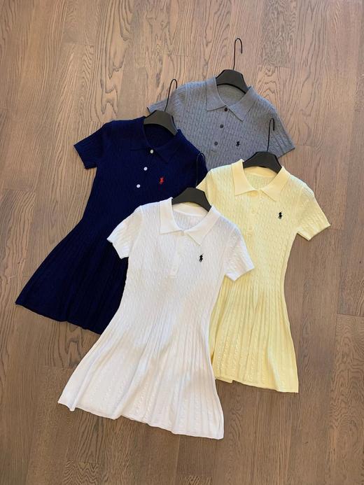 F031687优雅气质大方质感POLO领刺绣搭片针织短袖麻花连衣裙 商品图1