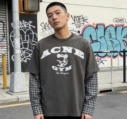 F031611鹿晗同款美式街头贴皮刺绣经水洗假两件长袖T恤 商品图10