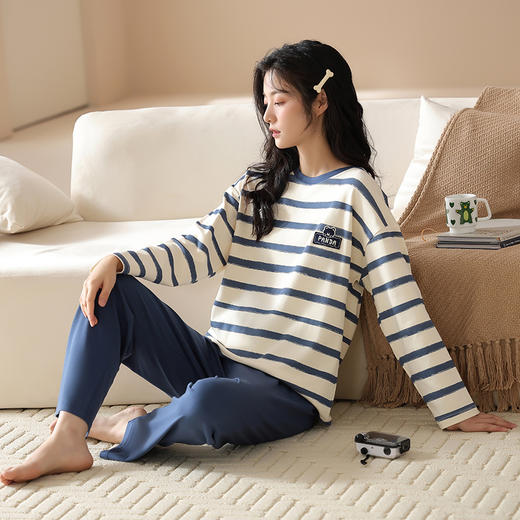 爱帝情侣圆领套头长袖家居服男女同款 商品图2