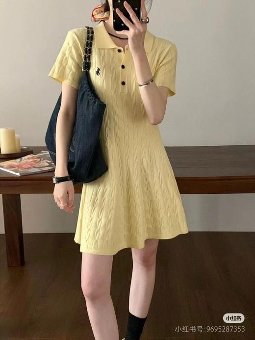 F031687优雅气质大方质感POLO领刺绣搭片针织短袖麻花连衣裙 商品图6