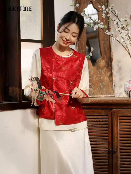 【门店同款】ENJOY春季“画中行”漫月白茶中式上衣 169443940 商品图0