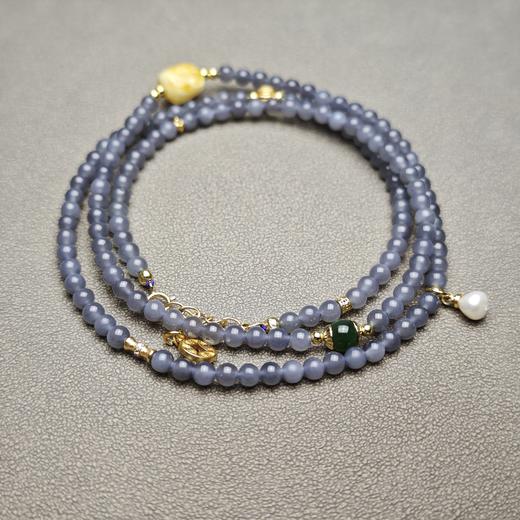 和田玉青海烟紫精美小米珠手串 312-23 商品图3