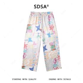 SDSA男装2026新款高贵轻奢多巴胺风格星星印花直筒阔腿休闲裤百搭