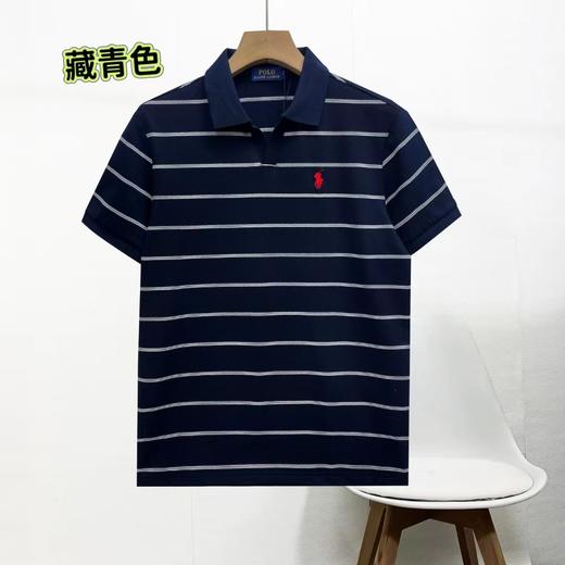 F031623春季新款水洗拉架珠地网眼棉条纹小马刺绣纯棉T恤POLO衫 商品图2