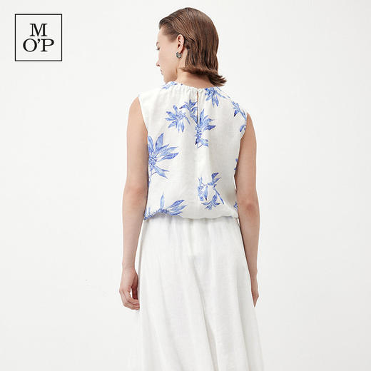 Marc O'Polo/MOP夏季新款好看植物印花亚麻打褶无袖背心女士上衣 商品图3