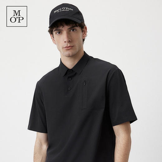 Marc O'Polo/MOP夏季新款高级黑色梭织舒适商务休闲短袖POLO衫男 商品图4
