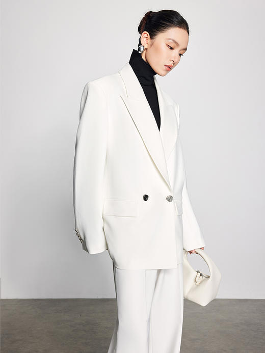 法小曼*子珍气质女神范高端套装白色阔型西装女高级感正肩大女主气场 商品图1