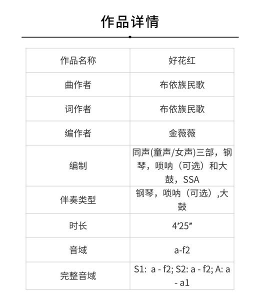 好花红 童声/女声三部合唱，钢琴，大鼓与唢呐（可选）（金薇薇 改编） 正版合唱乐谱「本作品已支持自助发谱 首次下单请注册会员 详询客服」 商品图1