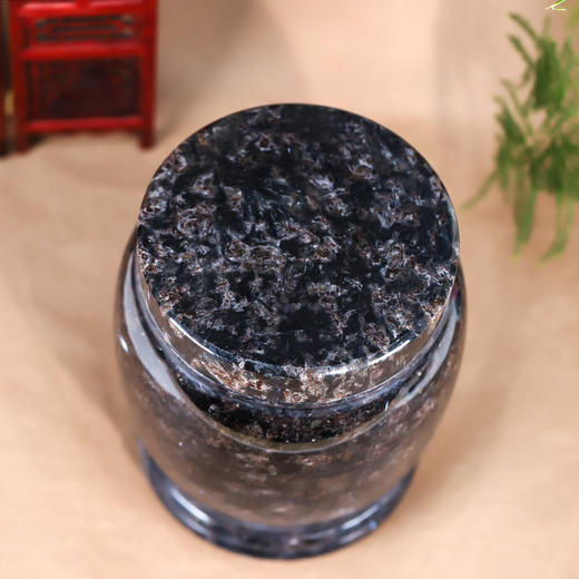 天然玉石骨灰坛黑色净面骨灰桶骨灰坛22.5*23cm 商品图1