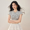 西遇灰色短袖T恤女2026年夏季新款蝴蝶结圆领修身正肩休闲上衣SS060226 商品缩略图3