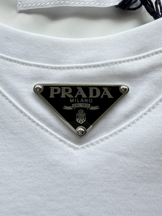 普拉达 三角标logo短袖T恤 白色 男女同款（DY） 商品图4