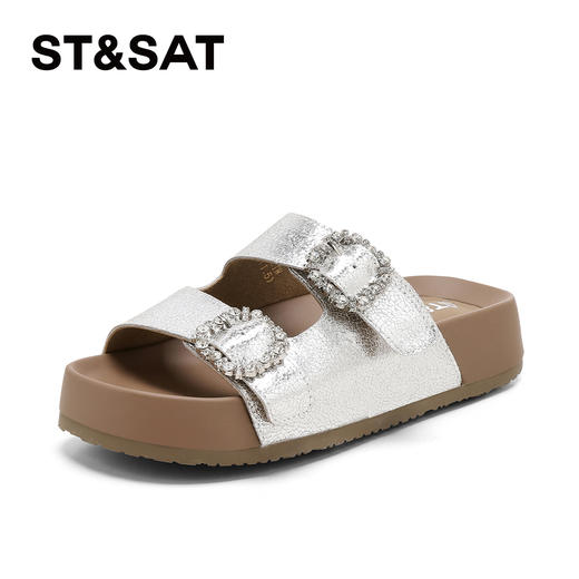 星期六26夏新款精致钻扣百搭厚底勃肯拖SSE2110CTW 商品图7