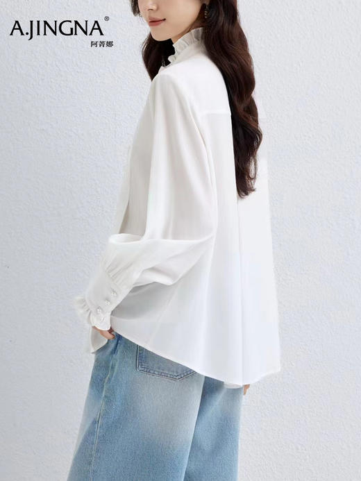 【法式】阿菁娜春夏新款法式温柔感衬衫木耳边立领纯净简约气质之选F31C201007 商品图2