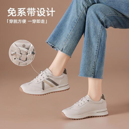 波尔谛奇【头层牛皮】运动休闲鞋女2026春夏新款舒适增高免系带板鞋子 商品图1