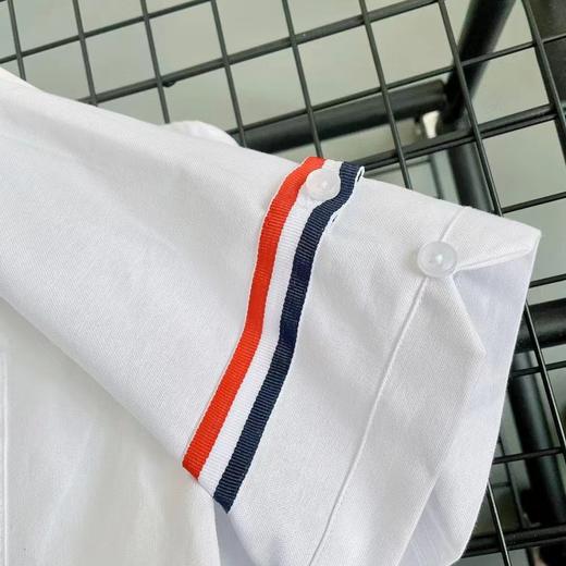 F0316119夏季牛津纺面料手臂四道杠撞色短袖衬衫上衣 商品图13