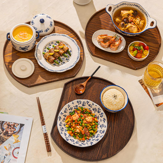 摩登主妇一人食仪式感餐具月子碗碟套装碗筷盘子精致早餐摆盘托盘 商品图4