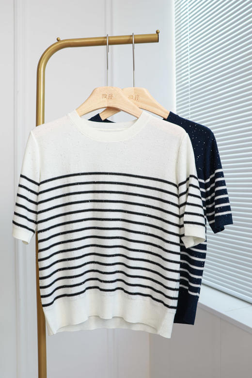 星轨|经典条纹细闪针织短袖 商品图4