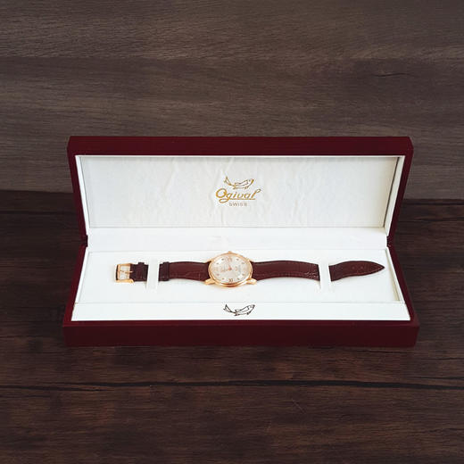 【95新】OGIVAL 爱其华自动机械机芯日期显示40MM（男款）18K玫瑰金090326NJS18 商品图1