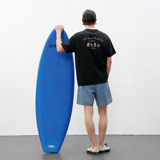 714street前后动物冲浪印花纯棉短袖T恤男2026夏季情侣款半袖上衣 商品图4