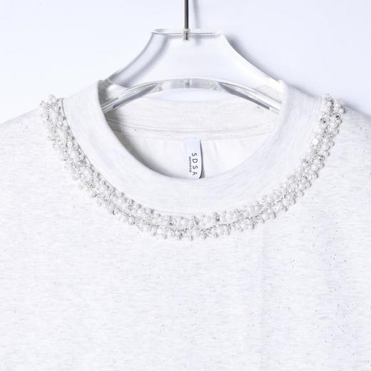 SDSA男装2026新款高贵轻奢简约满天星镶珠子设计圆领短袖T恤百搭 商品图1