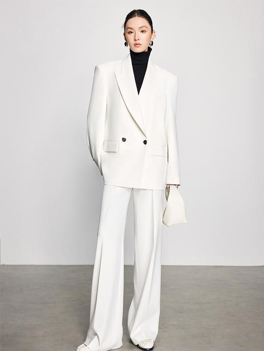 法小曼*子珍气质女神范高端套装白色阔型西装女高级感正肩大女主气场 商品图3