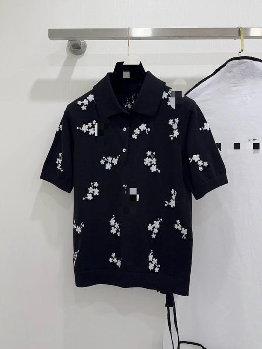 316-11 香奶奶黑色碎花针织短袖 商品图8