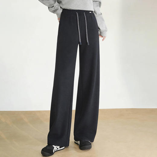 半身缘女裤 春季撞色抽绳显高宽松中直筒休闲裤261102U10320223 商品图1