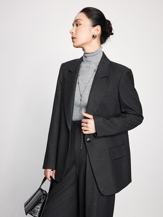 法小曼*子珍高定设计款复古老钱风西装套装女宽松显瘦大板英伦风一粒扣西服女 商品图2