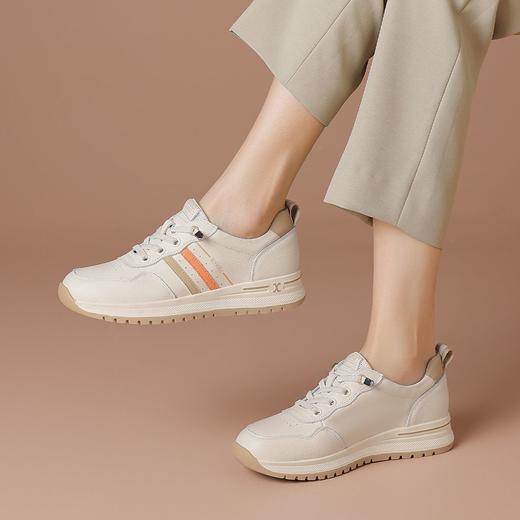 波尔谛奇【头层牛皮】运动休闲鞋女2026春夏新款舒适增高免系带板鞋子 商品图11