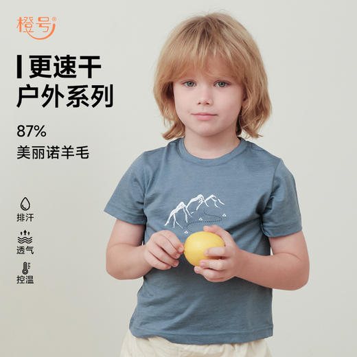 【90-170码】橙号 87%美丽诺羊毛 儿童超薄图案背心/超薄短袖（山野）T恤/图案儿童超薄防晒长袖-23T17BLNC/24T89CASL/24T88CASL 商品图9