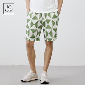 Marc O'Polo/MOP 夏季新款高级亚麻格子纹宽松透气五分休闲短裤男