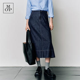 Marc O'Polo/MOP25春秋季新款桑蚕丝混纺牛仔半裙女士长款半身裙