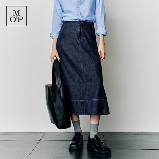 Marc O'Polo/MOP25春秋季新款桑蚕丝混纺牛仔半裙女士长款半身裙 商品图0
