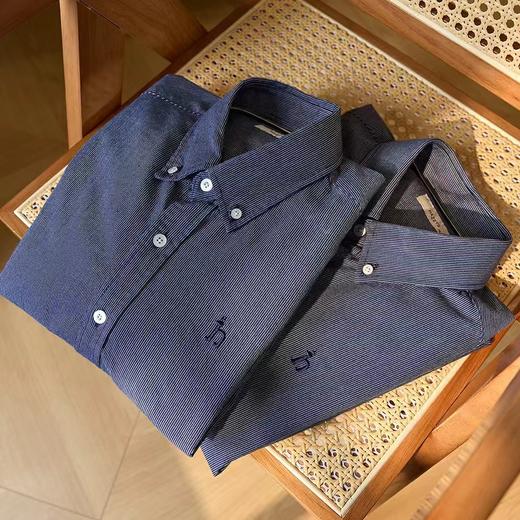 F031695春季新款长袖纯色棉质衬衫男条纹商务休闲衬衣 商品图4
