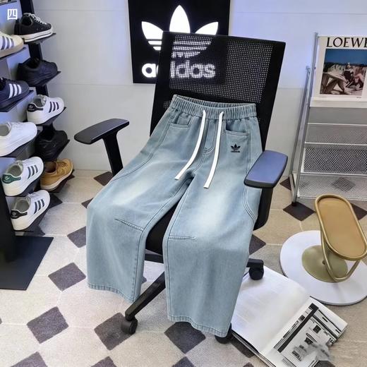 F031650复古高街感水洗做旧拼接通勤百搭廓形弯刀牛仔裤 商品图4