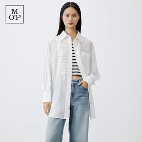 Marc O'Polo/MOP 2025春季新款翻领宽松上衣大码简约长袖衬衫女士